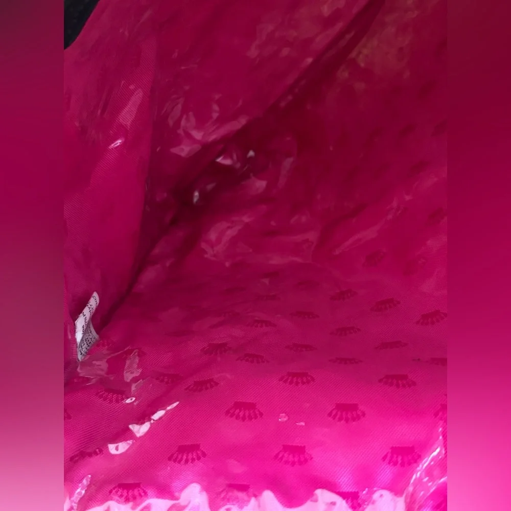 Juicy Couture Pink & Blue Glitter Shimmer Velvet Wristlet Pouch Clutch Bag